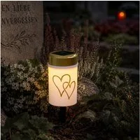 MARELIDA LED-Kerze LED Solar Grablicht Grabkerze Herz Grableuchte H: 12cm rot Lichtsensor (1-tlg)