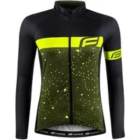 FORCE Radtrikot Jersey Jacke FORCE SPRAY LADY Langarm gelb-schwarz %%%