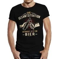 RAHMENLOS® T-Shirt Das Geschenk für Männer: Die Gesamtsituation erfordert jetzt ein Bier