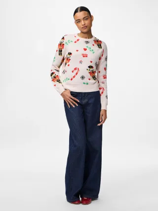 PIECES - PCJOLLY XMAS LS O-NECK KNIT PULLOVER peach blush - Gr. - S