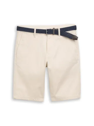 Tom Tailor - TTSLIM Chino Shorts mit Gürtel beige zig zag structure - Gr. - 38