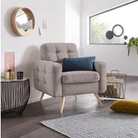 exxpo - sofa fashion Sessel Nappa, Loungesessel, aktuelle Rückensteppung, bequem und modern, hoher Holzfuß