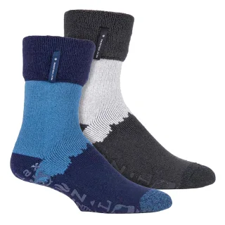 2 Paar Herren Thermo Bett-Socken | Weiche warme gemütliche Winter Lounge-Socken