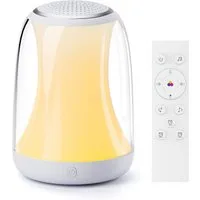 Novostella LED Nachtlicht HMNL01 27 beruhigende Klänge weißes Rauschen Maschine Baby Nachtlicht, Farbwechsler, Kaltweiß, Warmweiß, RGB, Baby Einschlafhilfe mit Fernbedienung