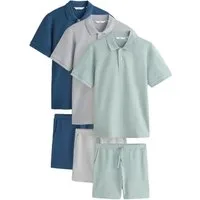 Next Poloshirt Co-Ord-Set, bestehend aus Poloshirt und Shorts (6-tlg)