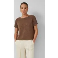 s.Oliver Kurzarmpullover Strickpullover Strickpullover im Relaxed Fit mit U-Boot-Ausschnitt
