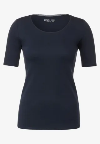 Cecil - T-Shirt in Unifarbe blau - Gr. - S
