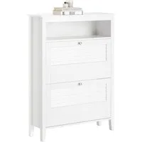 SoBuy Schuhschrank FSR152, Schuhkipper Schuhablage Schuhregal Schuhkommode mit 2 Klappen und Fächern, Schuhschrank schmal, für 12 Paar, Flur