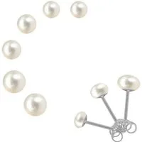 Firetti Perlenohrringe Multipack Schmuck Geschenk Silber 925 Ohrschmuck Perle (Set, 6-tlg), mit Süßwasserzuchtperle