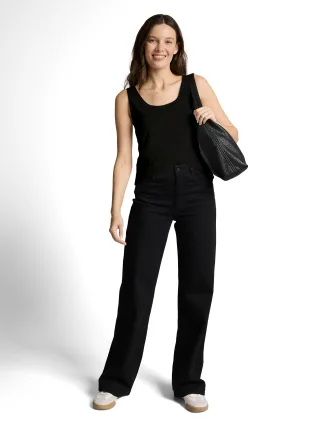 Tom Tailor - Slim Fit Top mit Rundhalsausschnitt deep black - Gr. - S
