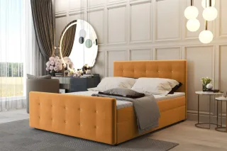 Boxspringbett Schlafzimmerbett CARLOS 200x200cm Stoff Soro Orange inkl.Bettka...