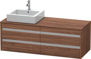 Duravit Ketho Konsolenwaschtischunterbau wandhängend Nussbaum dunkel Matt 1400x550x496 mm - KT6657L2 KT6657L2121