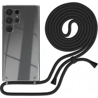 EAZY CASE Handykette mit-/ ohne Magsafe Hülle für Galaxy S24 Ultra 6,8 Zoll, Slimcover mit Umhängeband Case Handytasche Clear Backcover Schwarz