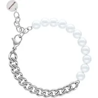 Wildcat Armband Chunky Synthetic Pearl Armband - Silber, Chirurgenstahl 316L - wasserfest, langlebig, hautverträglich