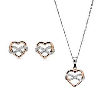 Orphelia 'Jasmina' Damen 925 Sterling Silber Set: Ketten-Anhänger + Ohrringe - Silber/Rosé SET-7483