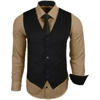 Baxboy Langarmhemd Baxboy Langarmhemd Herren Hemd Weste Krawatte 3-teilig Set 444-HWKR