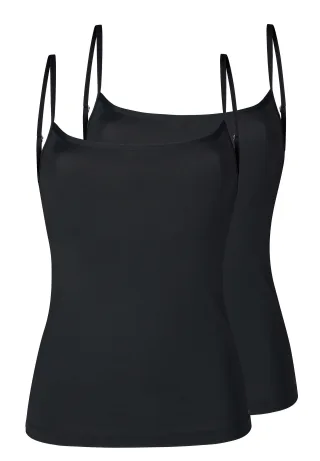 SKINY - Skiny Damen Spaghettishirt Doppelpack SKINY ADVANTAGE Cotton Stretch black - Gr. - 36