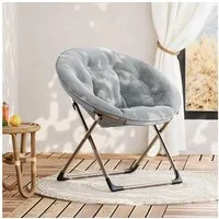 GarveeMore Relaxsessel gepolsterter Lazy-Sofa-Sessel für Schlafzimmer,Wohnzimmer, extragroßer Bequemer weicher Klappliegestuhl mit Metallgestell