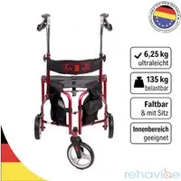 Antar Rollator 3-Rad / Dreirad-Rollator Gehhilfe für Senioren faltbar mit Bremse