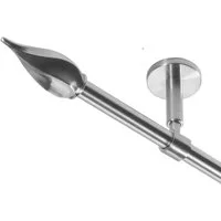 BASIT Gardinenstange Rohr Edelstahl 16 mm mit Deckenträgern 120 cm E14, Ø 16 mm, 1-läufig, verschraubt, Edelstahl, D11 120 cm E14 Zwirbel