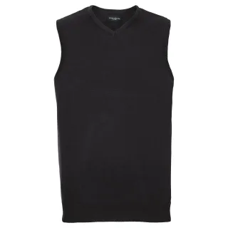 Russell Collection - Sweatshirt V-Ausschnitt für Herren Ärmellos (Schwarz)