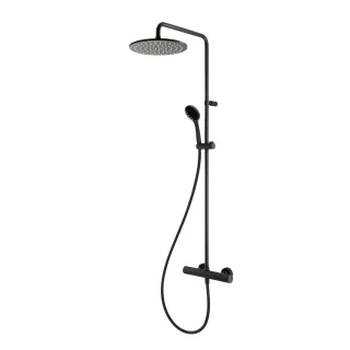 Herzbach DEEP BLACK Duschsäule Regenbrause 250mm, 23.988525.1.12 23.988525.1.12