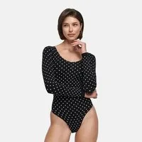 cfab (creamy fabrics) Shaping-Body Bodysuit Sculpting Shapewear Longsleeve mit Slip-Black Polka Dot-XS (1-tlg)