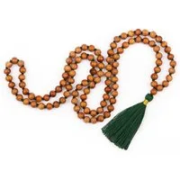 bodhi Perlenkette Mala Yoga Kette mit Sandelholz-Duft, farbige Quaste, 108 Perlen