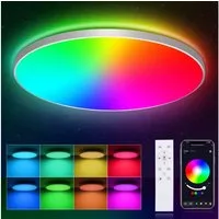 Athlix Deckenleuchte CE1133 Intelligente RGB-LED-Deckenleuchte, LED fest integriert, 16 Millionen RGB-Farben, Musik-Synchronisationsmodus