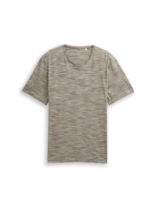 Tom Tailor - T-Shirt in Melange-Optik olive green multi inject - Gr. - XXL
