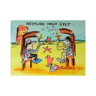 Udo Lindenberg Original Likörell 2014 "Heimweh nach Sylt" ca. 72 x...