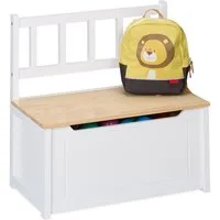 relaxdays Sitzbank Kinderbank mit Stauraum (1-St), Weiss-braun