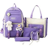 Zaewry Schulrucksack 5-teiliges Kawaii-Rucksack für Mädchen, Laptop-Tasche,Freizeitrucksack