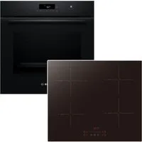 BOSCH Backofen-Set Pyrolyse 3D-Heißluft + PKM Induktionskochfeld Booster Touch Slider, Pyrolyse-Selbstreinigung Hydrolyse