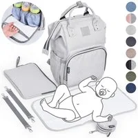 Daliya® Wickeltasche PAKMI Wickelrucksack, Kinderwagentaschen, Mamabag (Set, 5-tlg., Befestigungsriemen), Thermofächer, Schnuller Aufbewahrung, Wickelunterlage, hochwertig