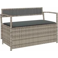 vidaXL Gartenbank Gartenbank mit Stauraum und Kissen Grau Poly Rattan (1-St)