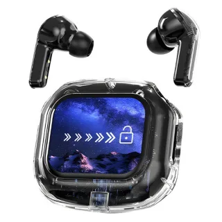 Q20 TWS Earbuds bluetooth 5.4 Earphone with LCD Touch Screen 10mm Driver Unit Stereo Surround Sound 25H Playback Low Del