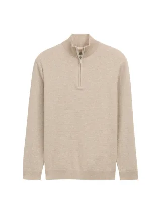 Tom Tailor - Troyer Strickpullover mit Struktur beige - Gr. - XXXL