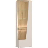 Lomadox Vitrine CARMONA-129 60 cm breit in Kaschmir & Eiche, Türanschlag links