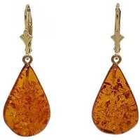Firetti Paar Ohrhänger Schmuck Geschenk Silber 925 Ohrschmuck Patentbrisur Bernstein Tropfen, Made in Germany - mit Bernstein