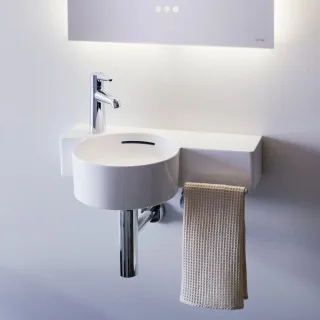 LAUFEN Handwaschbecken VAL, ohne Hahnloch, mit Überlauf 550x315 Ablg. re eins. schneidbar weiß, H81 H8152830008131