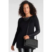 Laura Scott Longpullover mit Glitzersteinen und seitlichen Schlitzen