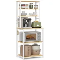 VASAGLE Standregal Küchenregal, Mikrowellen-Regal, 6 Haken, 6 Ablagen, 40 x 60 x 167 cm, Stahlrahmen, Industrie-Design, für Küche