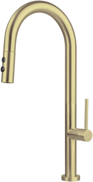 Neuesbad Serie 680 Spültischarmatur mit U-Auslauf und PULL-OUT SPRAY, Gold Gebürstet NB1DEBQOR72M1
