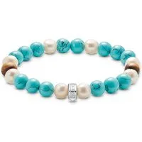 THOMAS SABO Armband Charm Club: Bead-Armband, mit Türkis-Imitat, oder Jaspis und Tigerauge - mit Süßwasserzuchtperle