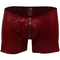 Lau-Fashion Boxershorts Zipper Wetlook Boxer Shorts Herren Slip Männer Hose Unterwäsche S/M