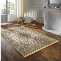 TaraCarpet Teppich Palazzo Royal Täbriz, rechteckig, Höhe: 6 mm, Täbriz Seiden Optik grün Wohnzimmer Schlafzimmer Esszimmer 95x140