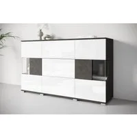 OTTO home Sideboard Kenia (1 St), Sideboard mit 3 Schubladen, 6 Fächern, Glastüren, Breite 150 cm