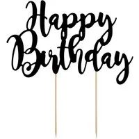 partydeco Tortenstecker, Cake Topper Happy Birthday 22.5cm, schwarz