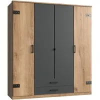 Wimex Kleiderschrank Cork, mit oder ohne Spiegel, rustikaler Look im Industrial Design wahlweise in 135cm oder 180cm breit, 58cm tief, 199cm hoch